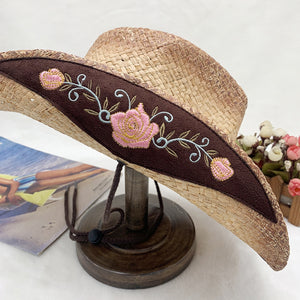 Embroidered Tied Raffia Hat - Sydney So Sweet