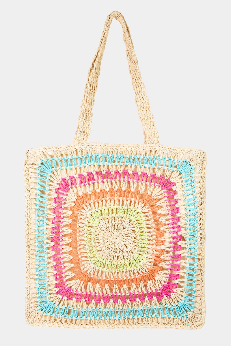 Fame Rainbow Crochet Knit Tote Bag - Sydney So Sweet