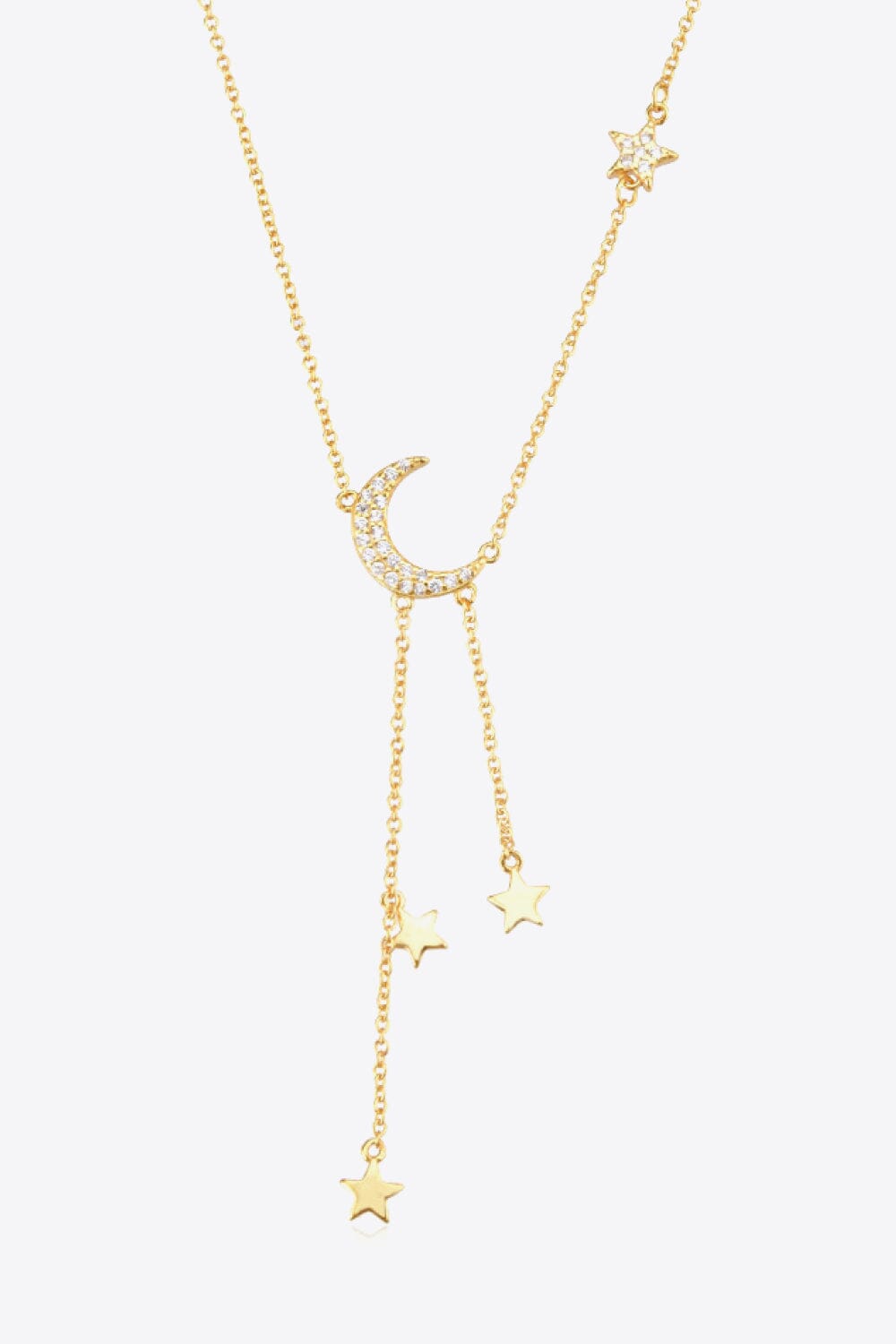 Inlaid Zircon Star and Moon Necklace - Sydney So Sweet