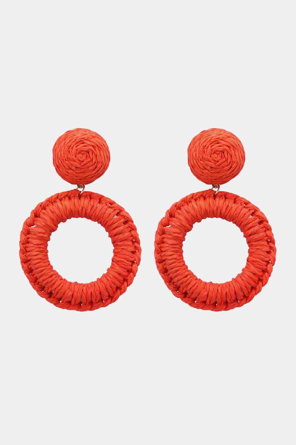 Round Shape Raffia Grass Dangle Earrings - Sydney So Sweet