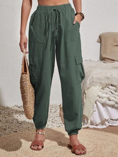 Drawstring Joggers with Cargo Pockets - Sydney So Sweet