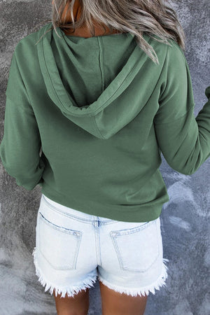 Dropped Shoulder Long Sleeve Hoodie with Pocket - Sydney So Sweet