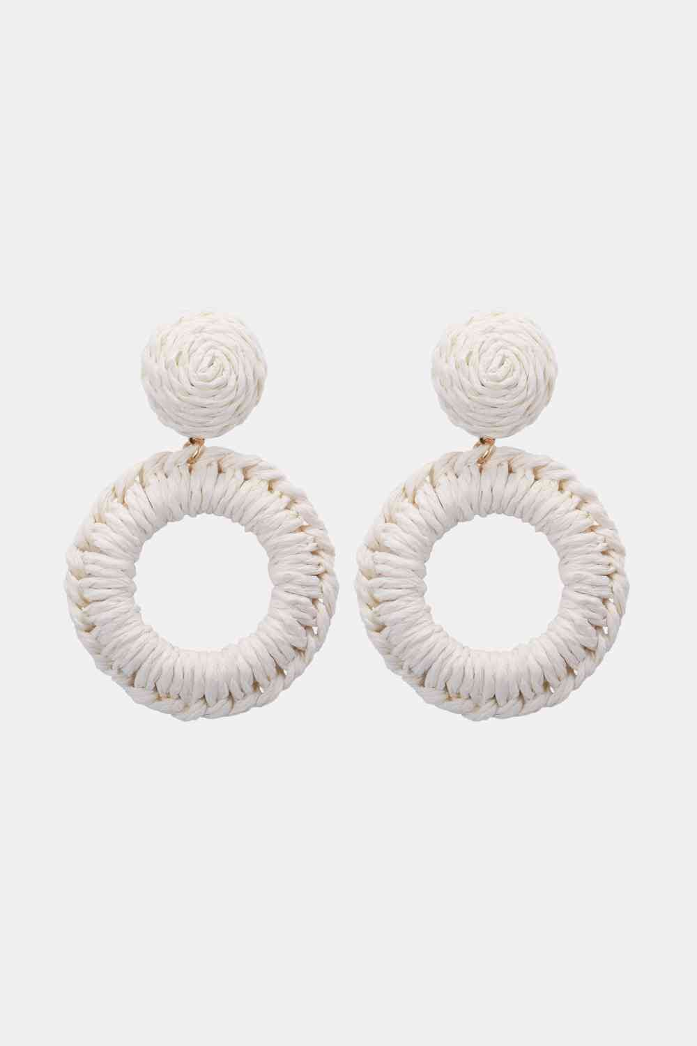 Round Shape Raffia Grass Dangle Earrings - Sydney So Sweet