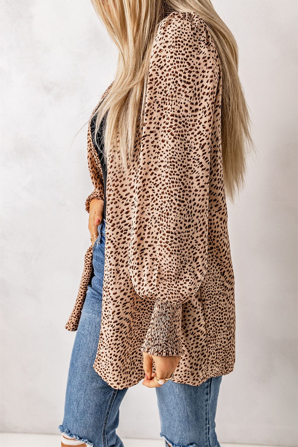 Leopard Print Balloon Sleeve Cardigan - Sydney So Sweet