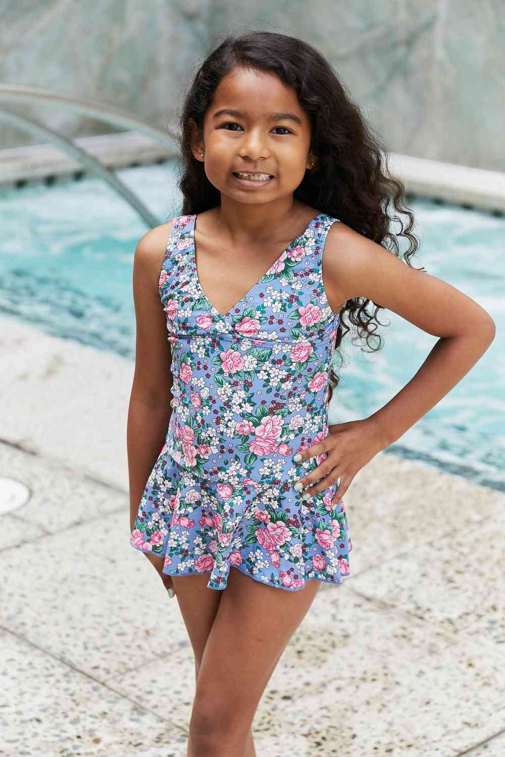 Clear Waters Girls Swim Dress in Rose Sky - Sydney So Sweet