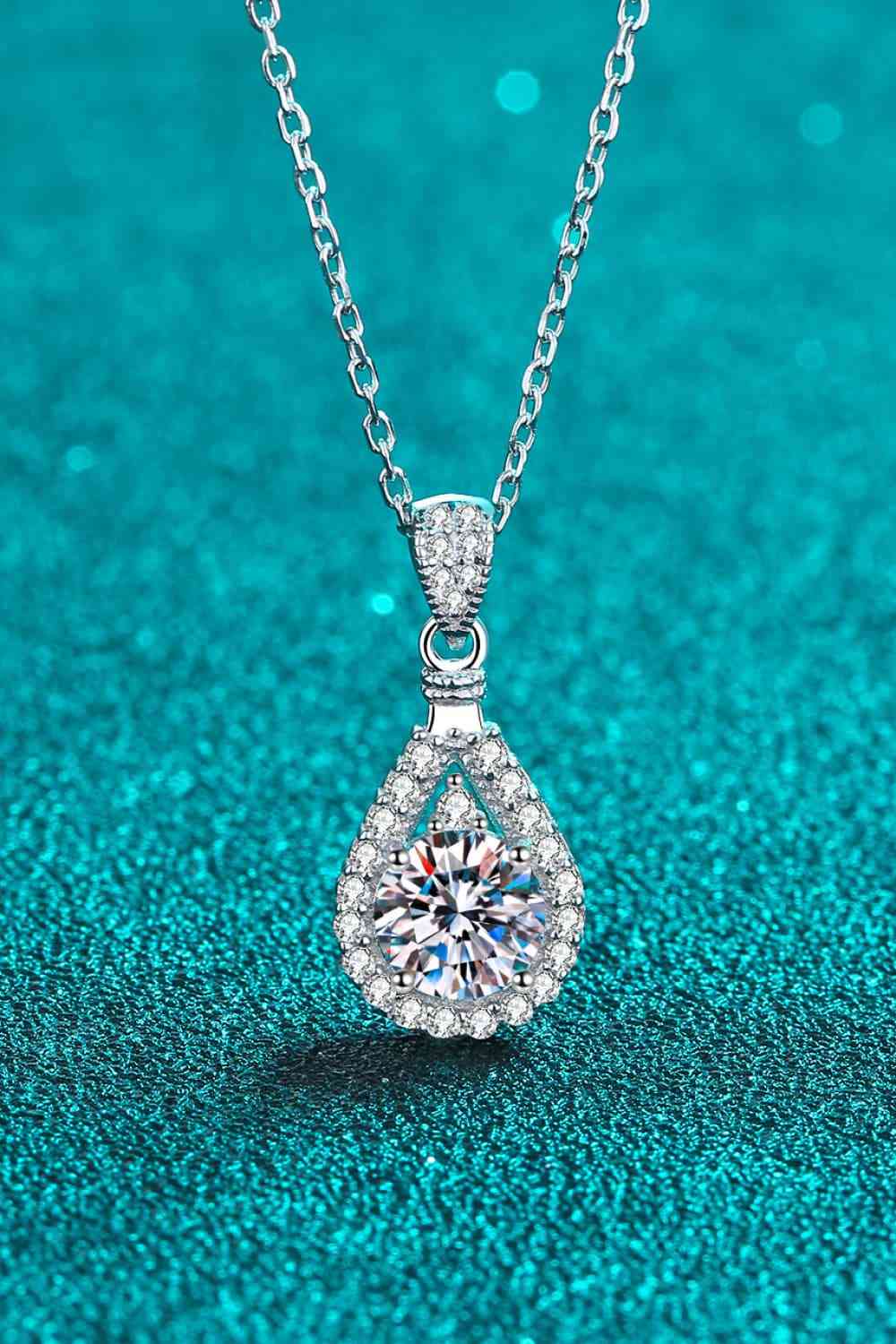 2 Carat Moissanite Teardrop Pendant 925 Sterling Silver Necklace - Sydney So Sweet