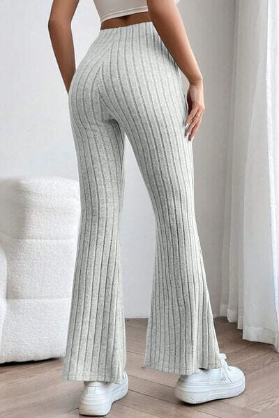 Basic Bae Full Size Ribbed High Waist Flare Pants - Sydney So Sweet