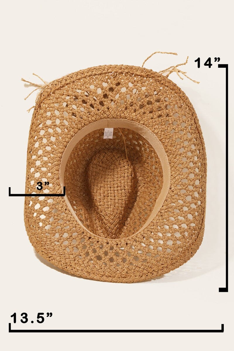 Fame Cowrie Shell Beaded String Straw Hat - Sydney So Sweet