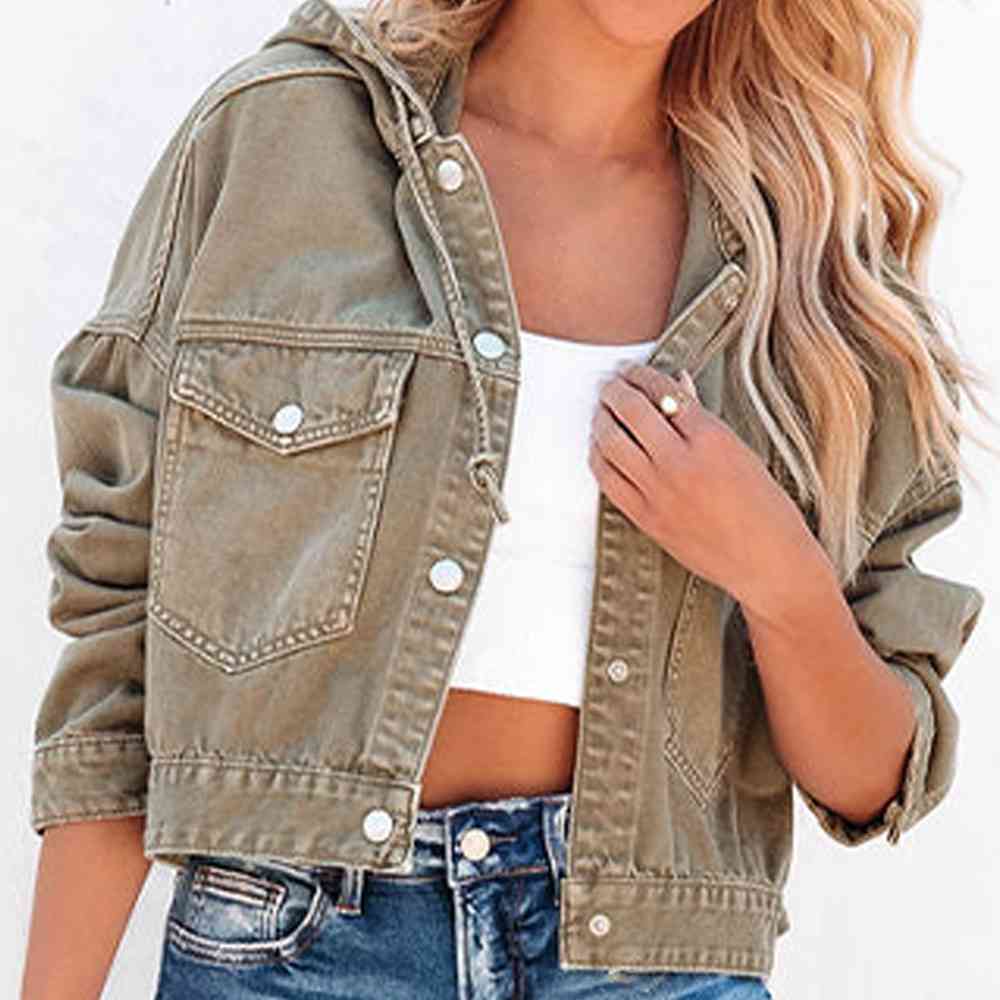 Hooded Dropped Shoulder Denim Jacket - Sydney So Sweet