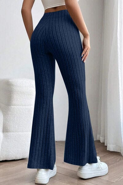 Basic Bae Full Size Ribbed High Waist Flare Pants - Sydney So Sweet