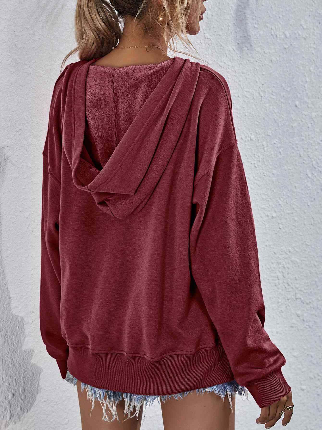 Dropped Shoulder Slit Hoodie - Sydney So Sweet