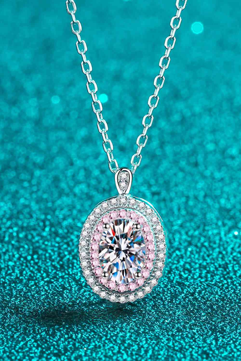 Adored 925 Sterling Silver Rhodium-Plated 1 Carat Moissanite Pendant Necklace - Sydney So Sweet