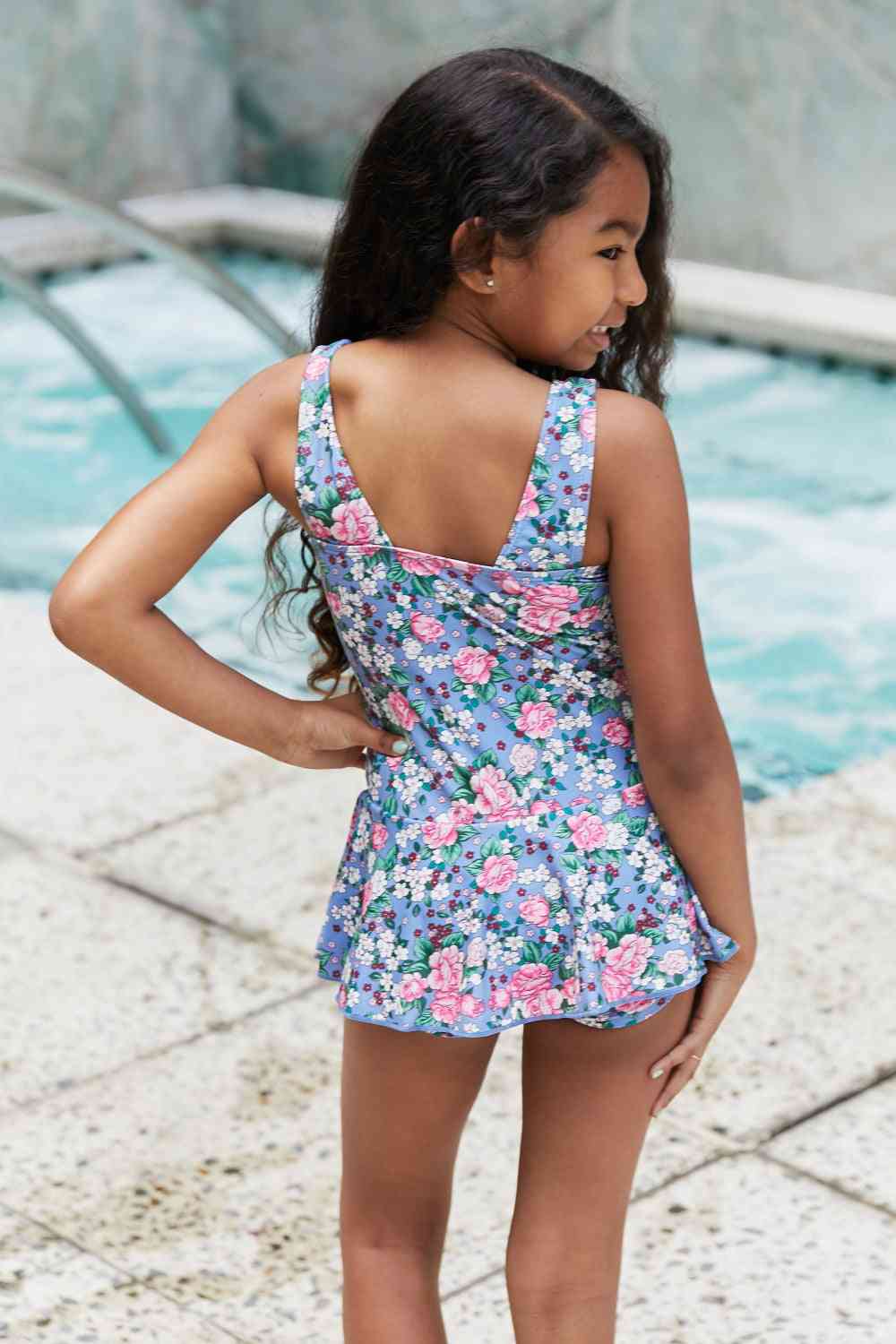 Clear Waters Girls Swim Dress in Rose Sky - Sydney So Sweet