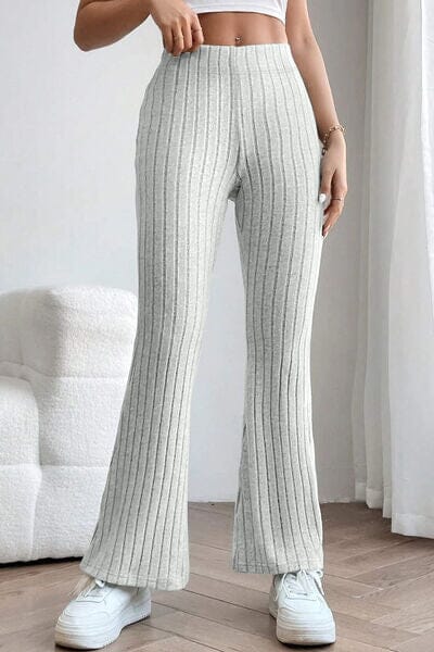 Basic Bae Full Size Ribbed High Waist Flare Pants - Sydney So Sweet