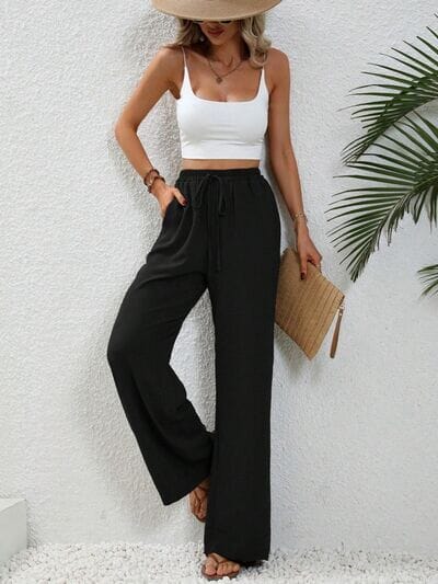 Wide Leg Drawstring Pants - Sydney So Sweet