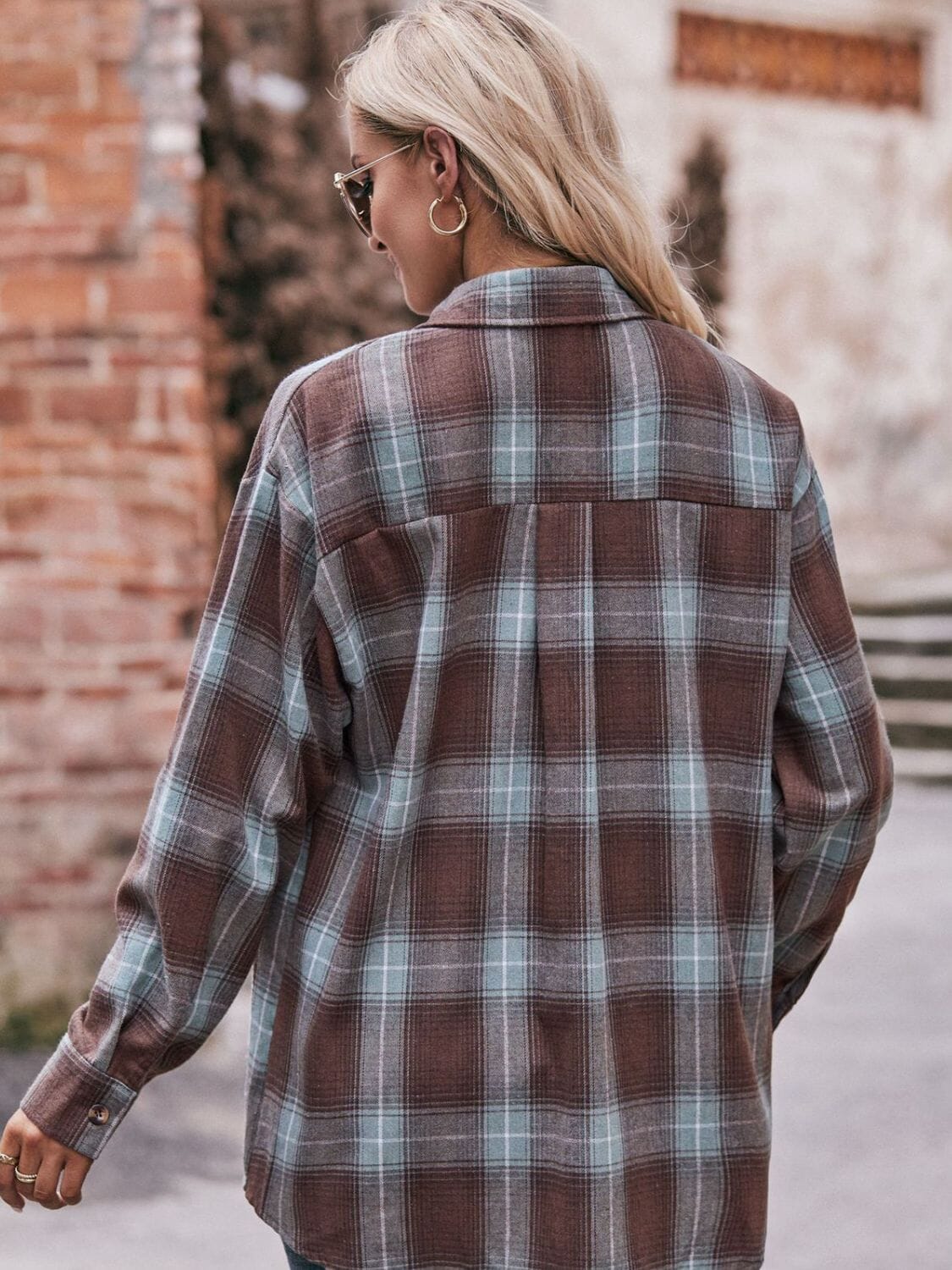 Plaid Dropped Shoulder Longline Shirt - Sydney So Sweet