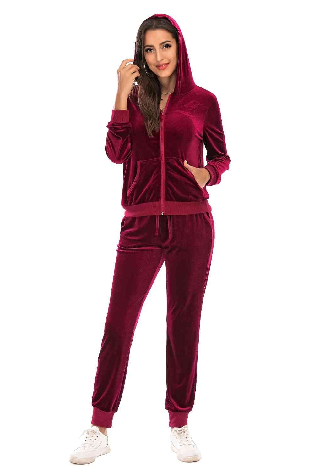 Zip-Up Hooded Jacket and Pants Set - Sydney So Sweet