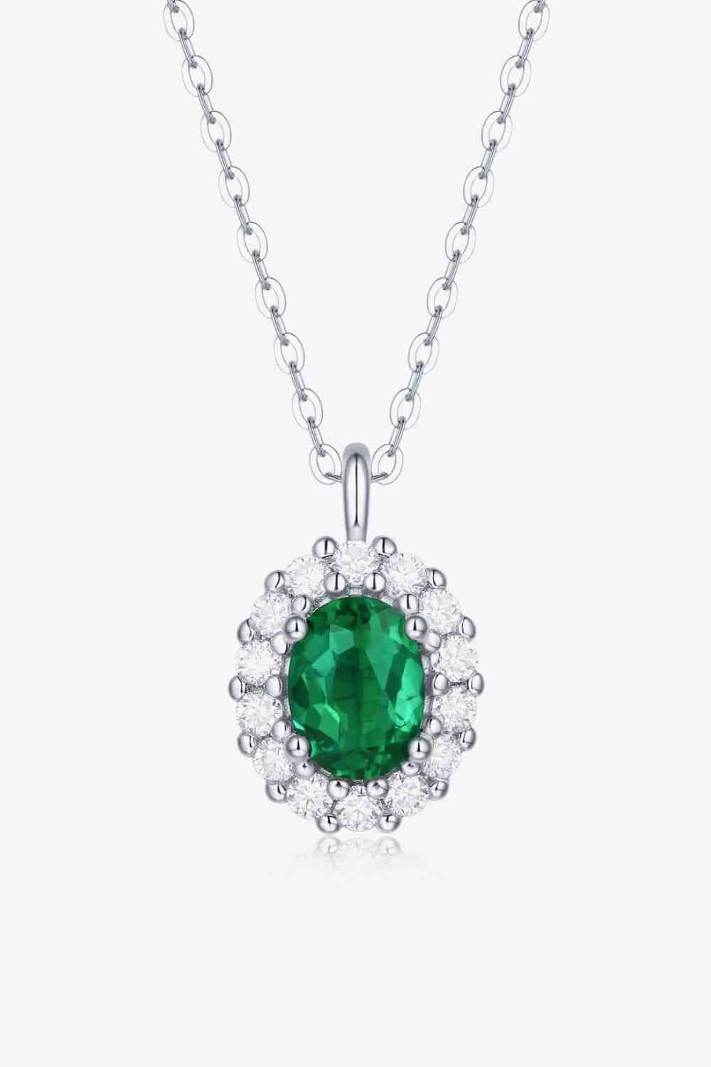 1.5 Carat Lab-Grown Emerald 925 Sterling Silver Necklace - Sydney So Sweet