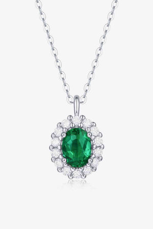 1.5 Carat Lab-Grown Emerald 925 Sterling Silver Necklace - Sydney So Sweet