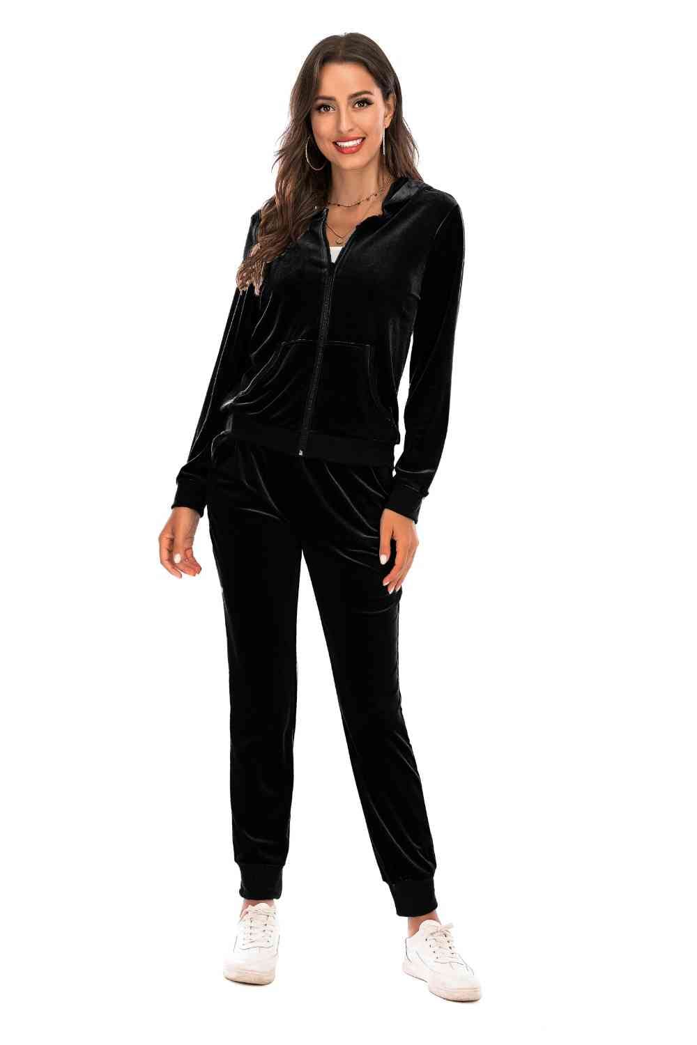 Zip-Up Hooded Jacket and Pants Set - Sydney So Sweet