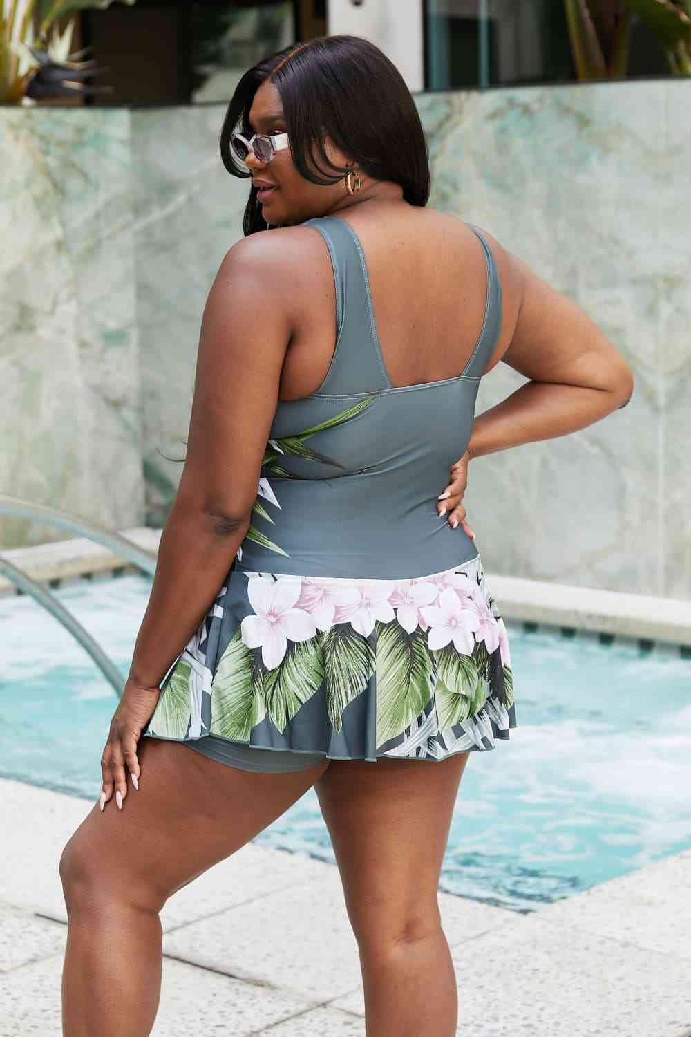 Clear Waters Women's Swim Dress in Aloha Forest - Sydney So Sweet