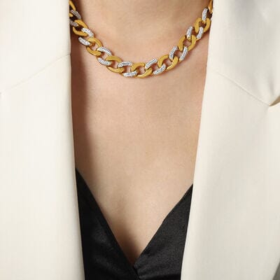 Zircon Titanium Steel Chunky Chain Necklace - Sydney So Sweet