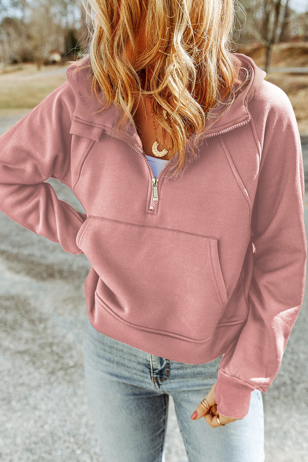 Half-Zip Thumbhole Sleeve Women&#39;s Hoodie - Sydney So Sweet