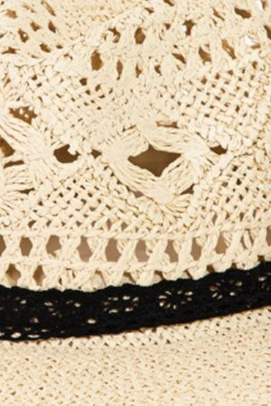 Fame Openwork Lace Detail Wide Brim Hat - Sydney So Sweet