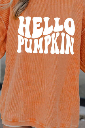 Dropped Shoulder HELLO PUMPKIN Graphic Sweatshirt - Sydney So Sweet