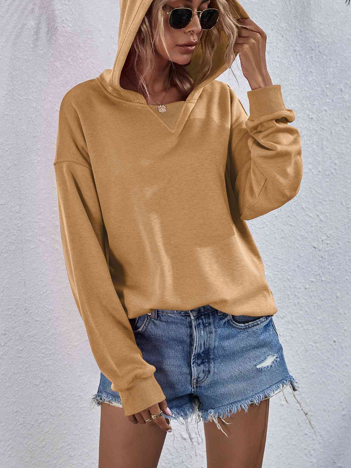 Dropped Shoulder Slit Hoodie - Sydney So Sweet