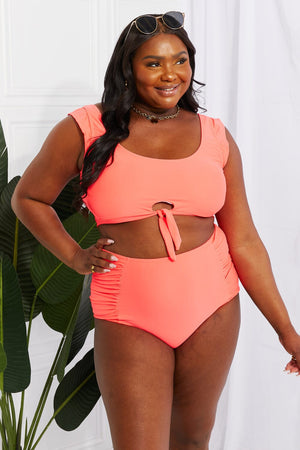 Marina West Swim Sanibel Crop Swim Top and Ruched Bottoms Set in Coral - Sydney So Sweet