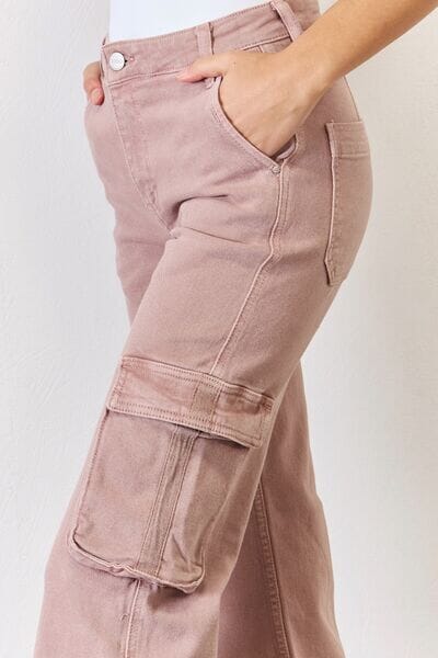 RISEN Full Size High Rise Cargo Wide Leg Jeans - Sydney So Sweet