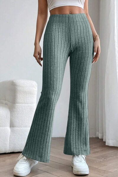 Basic Bae Full Size Ribbed High Waist Flare Pants - Sydney So Sweet