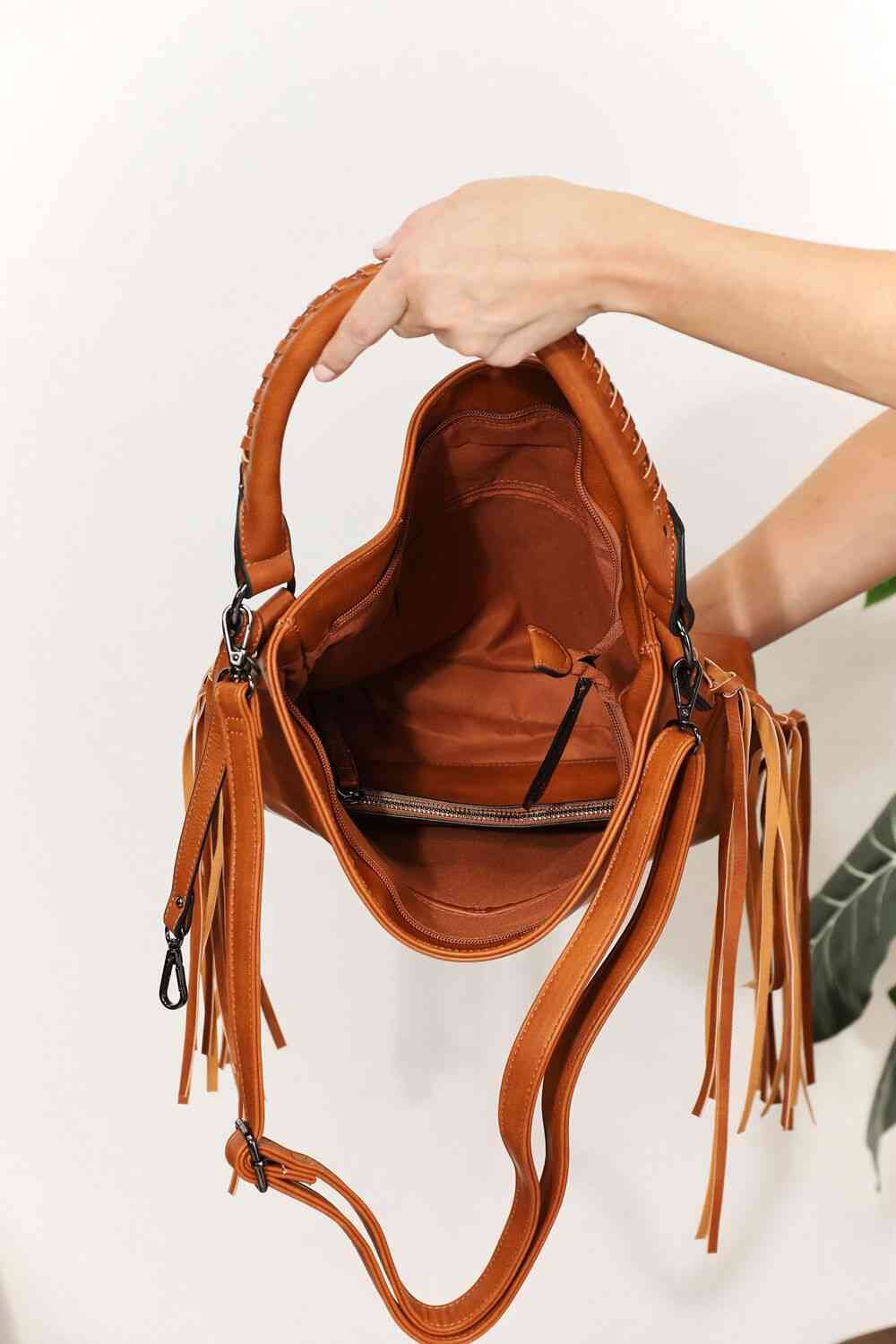 PU Leather Fringe Detail Shoulder Bag - Sydney So Sweet