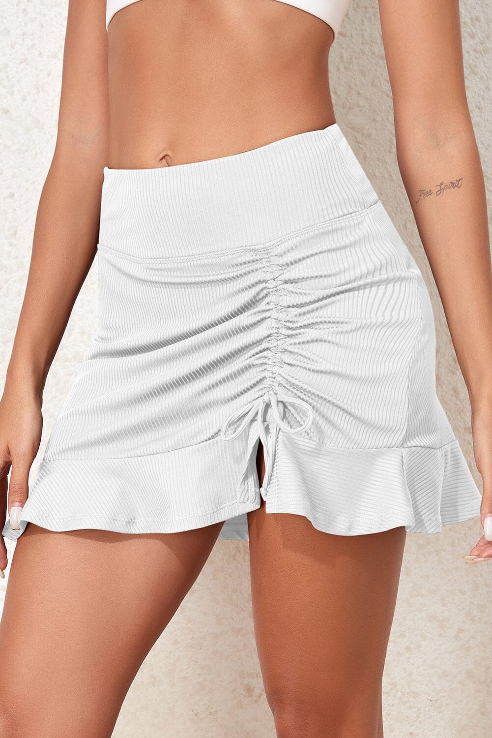 Ruched Elastic Waist Swim Skirt - Sydney So Sweet