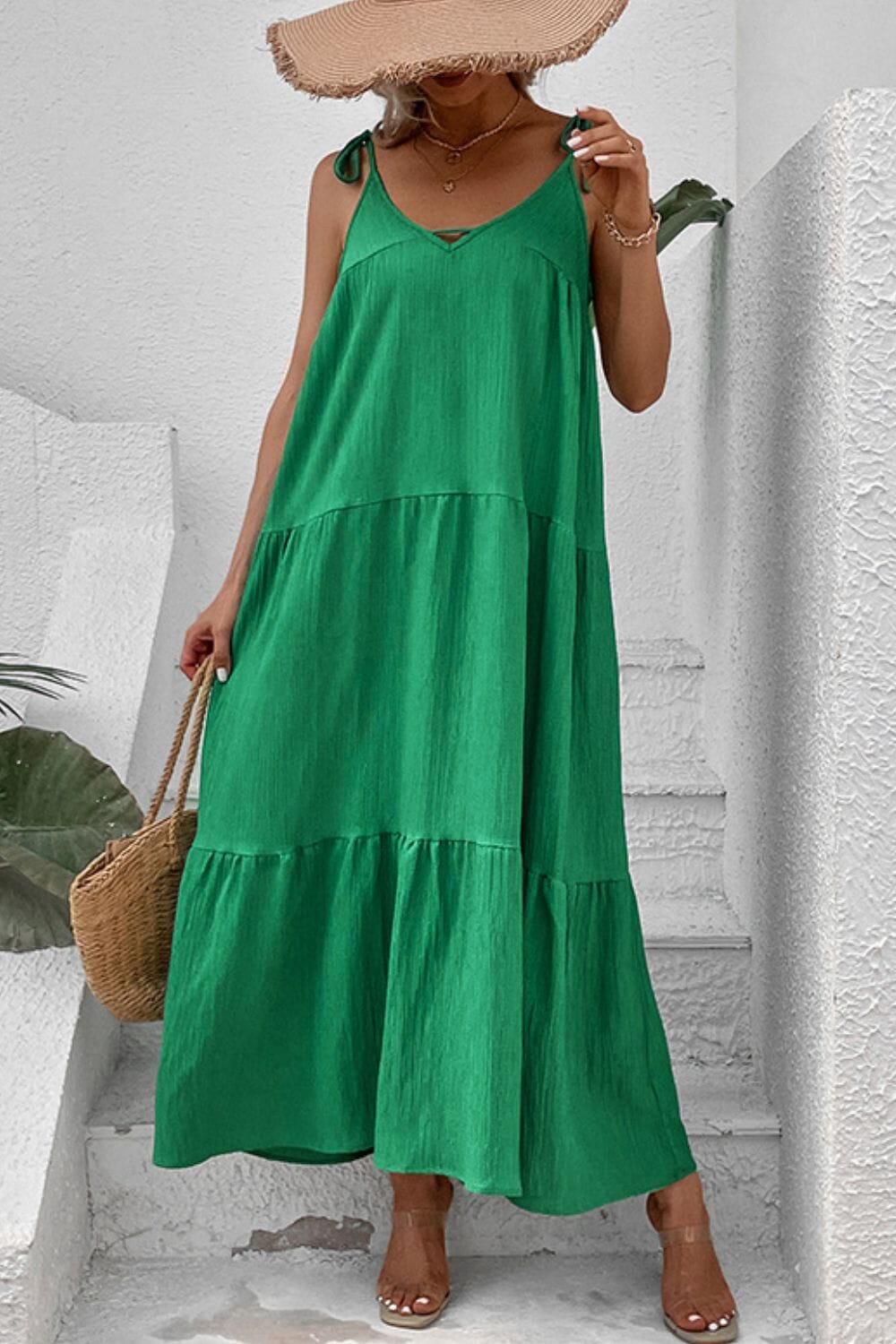 Tie-Shoulder Tiered Maxi Dress - Sydney So Sweet