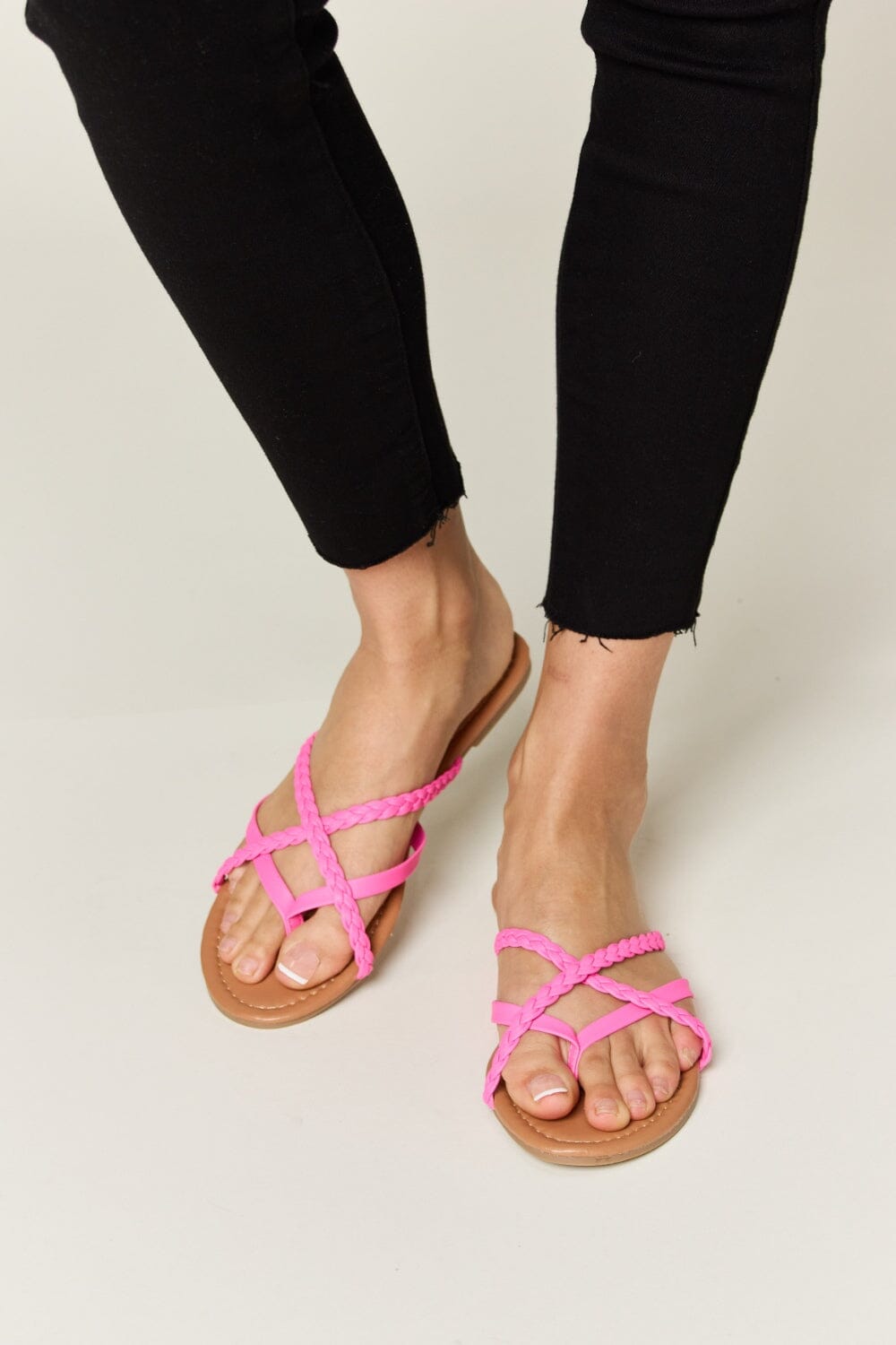 WILD DIVA Crisscross PU Leather Open Toe Sandals - Sydney So Sweet