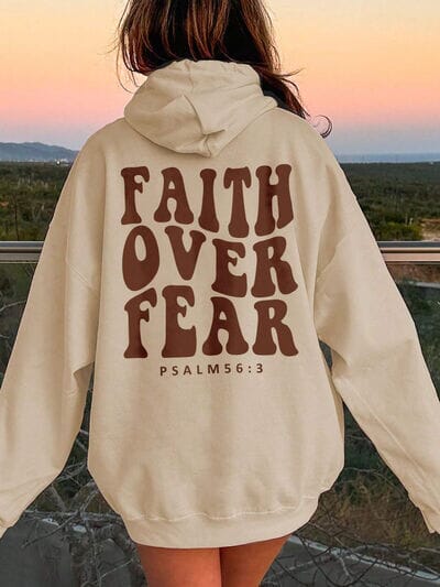 FAITH OVER FEAR Dropped Shoulder Hoodie - Sydney So Sweet