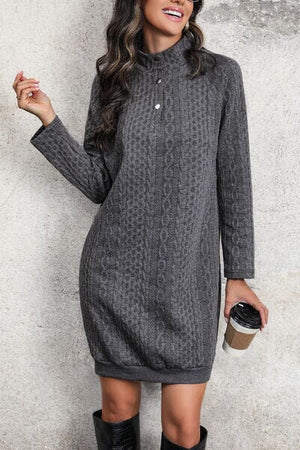 Cable-Knit Mock Neck Dress - Sydney So Sweet