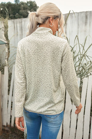 Leopard Print Snap Front Sweatshirt - Sydney So Sweet