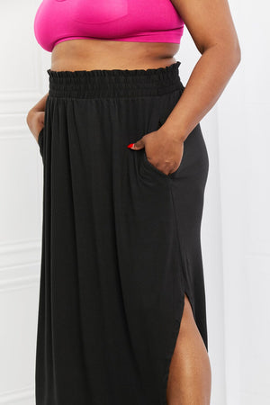 Zenana It's My Time Full Size Side Scoop Scrunch Skirt in Black - Sydney So Sweet