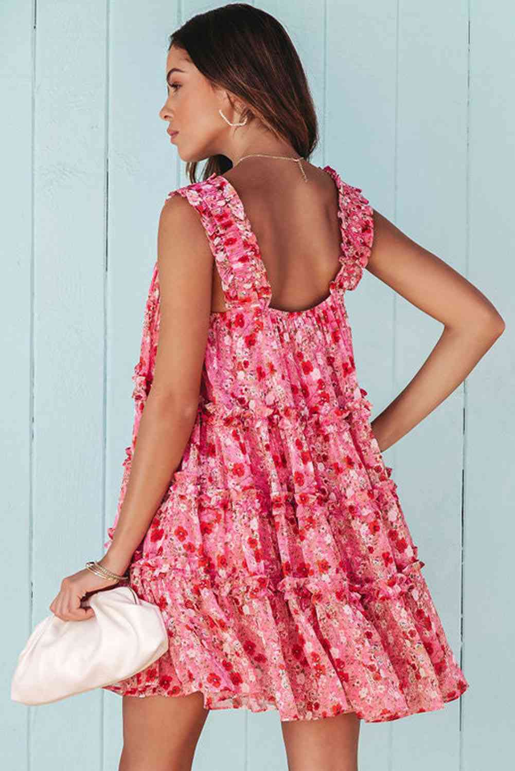 Pink Floral Square Neck Sleeveless Mini Dress - Sydney So Sweet