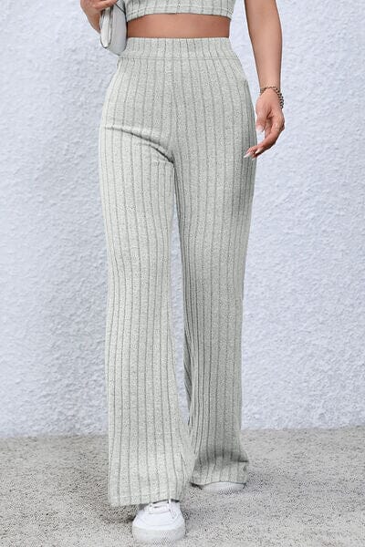 Basic Bae Full Size Ribbed High Waist Flare Pants - Sydney So Sweet