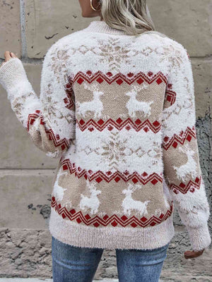 Reindeer & Snowflake Round Neck Sweater - Sydney So Sweet