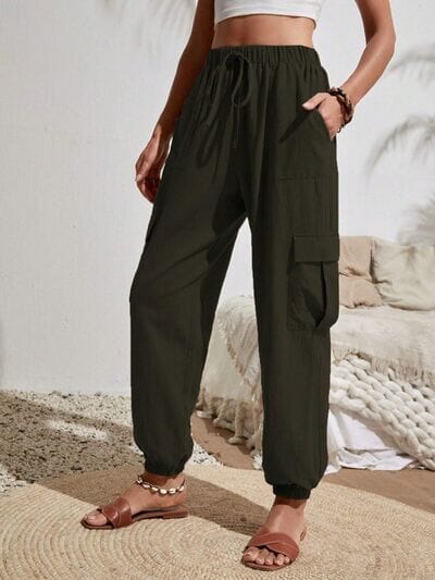 Drawstring Joggers with Cargo Pockets - Sydney So Sweet