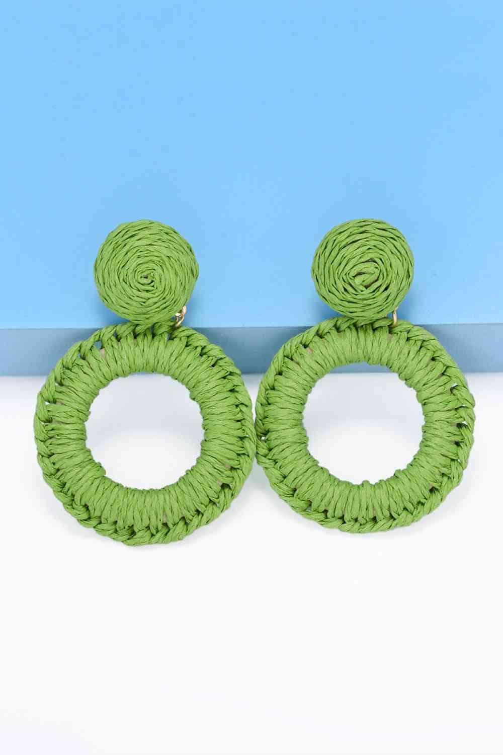 Round Shape Raffia Grass Dangle Earrings - Sydney So Sweet