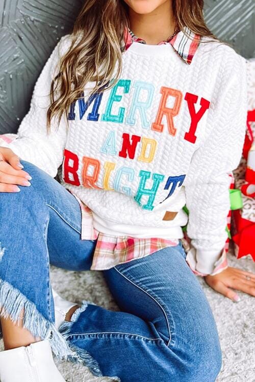 MERRY AND BRIGHT Cable Knit Pullover Sweatshirt - Sydney So Sweet