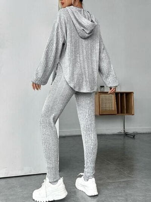 Round Neck Dropped Shoulder Hoodie and Pants Set - Sydney So Sweet