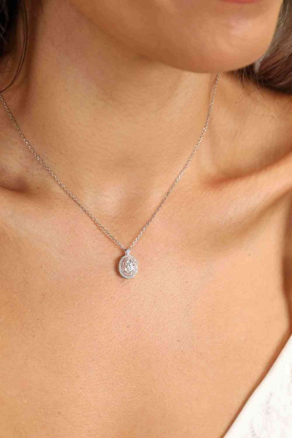 Adored 925 Sterling Silver Rhodium-Plated 1 Carat Moissanite Pendant Necklace - Sydney So Sweet