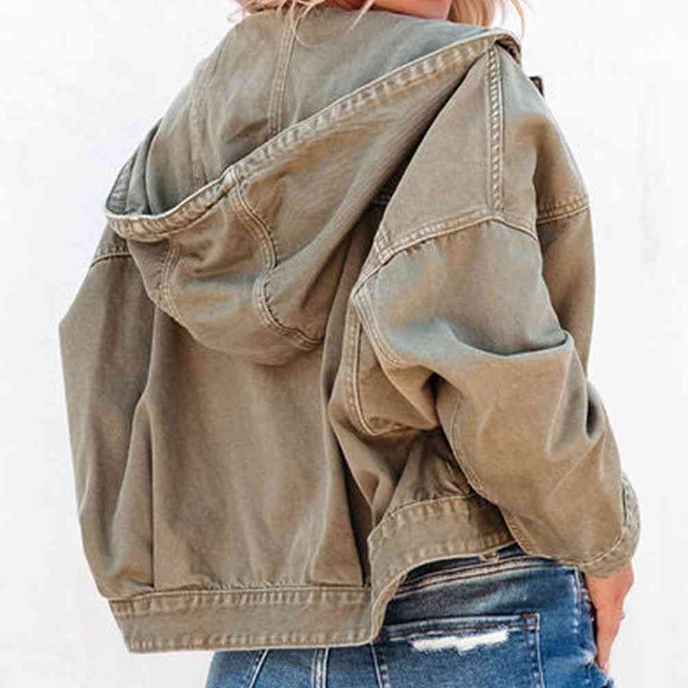 Hooded Dropped Shoulder Denim Jacket - Sydney So Sweet